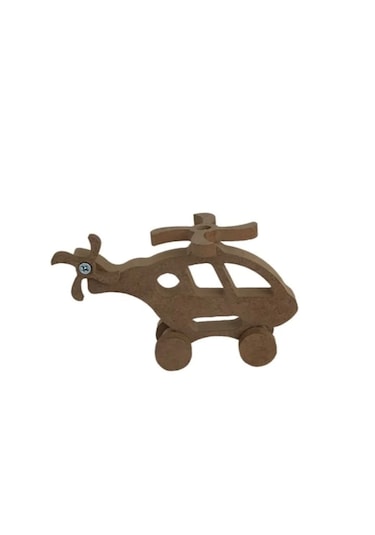 Ahşap Oyuncak Otopark + 6 Adet Oyuncak Araba + 1 Adet Helikopter