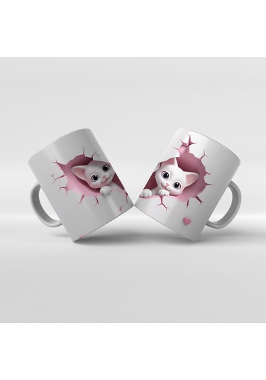 Baskılı Kupa Bardak Sevimli Kedi - 21