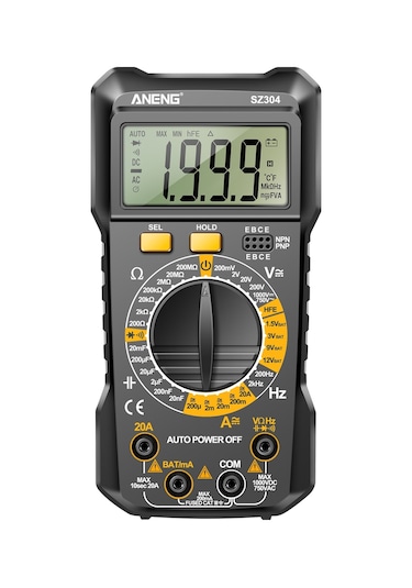 Aneng Sz304 Yüksek Hassasiyetli Dijital Ekran Ölçer Standlı Profesyonel Taşınabilir Multimetre - Siyah