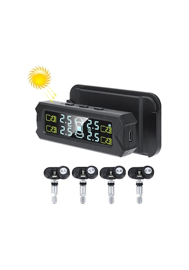 Sones Araba Yüksek Hassasiyetli Solar Şarj Lastik Basıncı İzleme Sistemi Tpms, Dahili Bip Sensörü