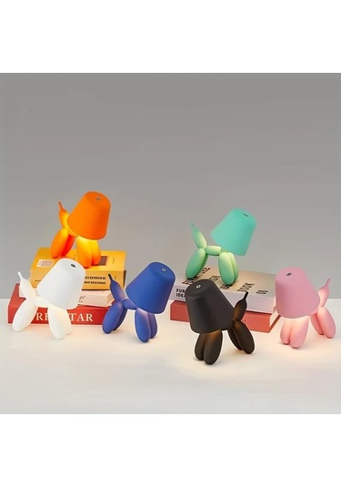 Oldfriend Metalume Sevimli Mavi Köpek Led Masa Lambası Dokunmatik 3 Renk Ayar Şarj Edilebilir Mavi