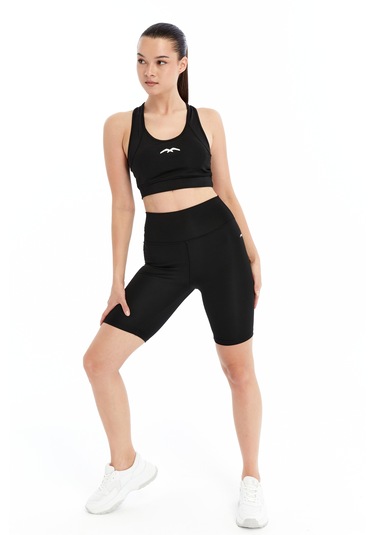 Kadın Crop Şort Takım Baskı Detaylı B2089-d742 Siyah