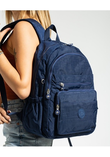 Lüx Krinkıl Kumaş Lise Ve Ortaokul Sırt Çantası, Krinkıl Okul Çantası Lacivert