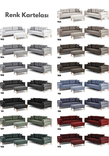 Zeri Modüler Yataklı 3 Adet Üçlü Kanepe & 3'lü Koltuk 3+3+3 - Koyu Kahve - 169 Koyu Kahve