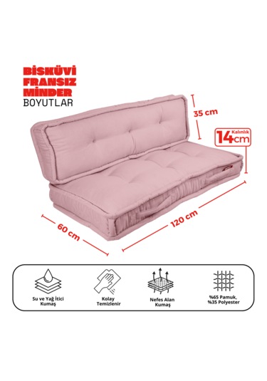 Xpermate Bisküvi Minder Petek Önü Fransız 60x120x14 Pembe