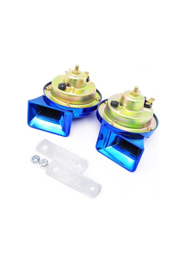 Dianziye 12v Çift Tonlu Salyangoz Klakson, 115db Yüksek Ses, Abs Malzeme, Otomobil Motosiklet Elektrikli Araçlar İçin Uyumlu, Mavi 2 Adet