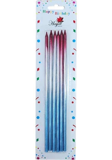 Uzun Mum 20cm Bordo Mavi Bordo Mavi