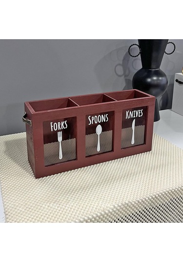 Suntek Mutfak Eşyası Tutucu Modern Çatal Bıçak Takımı Kırmızı