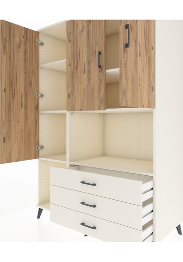 Kronos Dolap 6 Raflı 3 Çekmeceli 3 Kapaklı 132x59x195 Aytaşı-çam/aytaşı Atlas Çam/aytası
