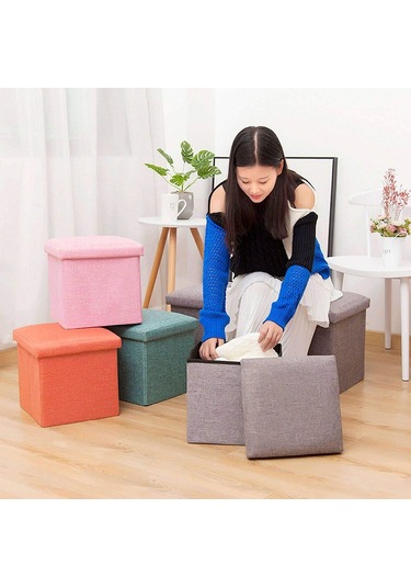 Sones Ana Sayfa Katlanabilir Kumaş Saklama Sandalyeleri Çok İşlevli Kare Kanepe, Renk: Göl Mavisi