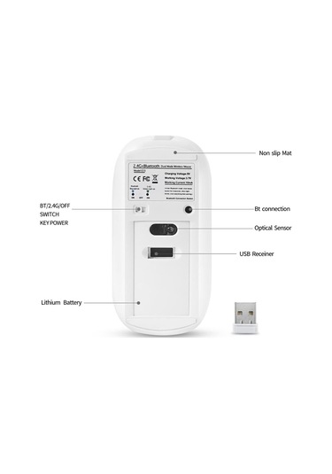 Cbtx Alüminyum Alaşımlı Şarj Edilebilir 2.4G Bluetooth Çift Modlu Mouse
