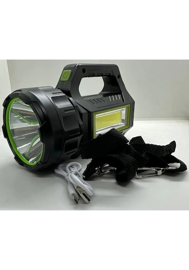 Ps-t95 30w Uzun Menzilli Solar Panelli Usb Li Ledli Şarjlı Feneri Siyah