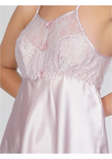 Nbb 3299 Dantel-Saten Askılı Gecelik (424314028) Pudra