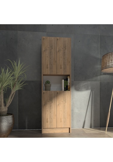 Kuta Flat56 Kitaplık 4 Kapaklı Kütüphane Çok Amaçlı Dolap (498407568)