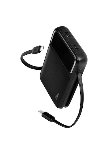 Ttec 2bb215s Recharger Pro Lcd 10.000 Mah Pd 22,5w Lightning Ve Usb-c Dahili Kablolu Taşınabilir Hızlı Şarj Aleti Siyah