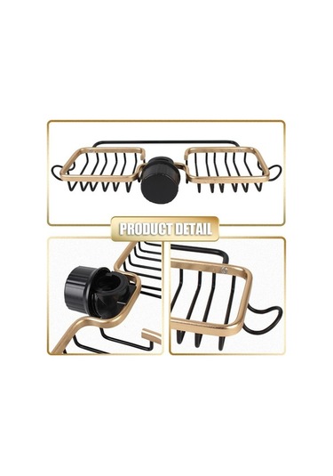 Siyah Lavabo Drenaj Raf Sünger Depolama Musluk Tutucu Çift Yuvalı Sabunluk Raf Sepeti Organizatör Çok Fonksiyonlu Uzay Alüminyum Siyah