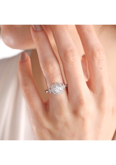 Beyaz Altın Tektaş Yüzük Lava Form 527159828