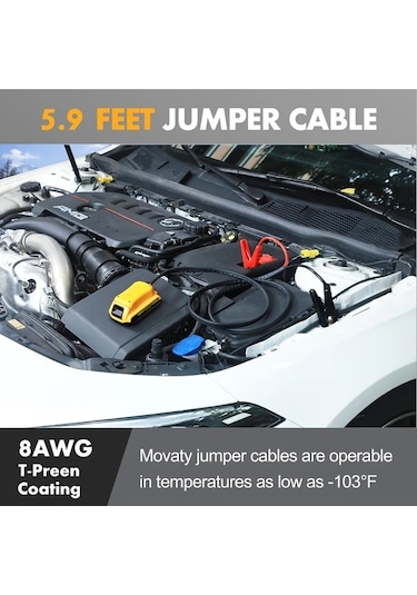 Xuweiwei 12-24v Jump Cable Clip 2m/6.5ft 20v Jumper Kabloları İçin Uyumlu 8awg Araç Akü Başlatma Kablosu