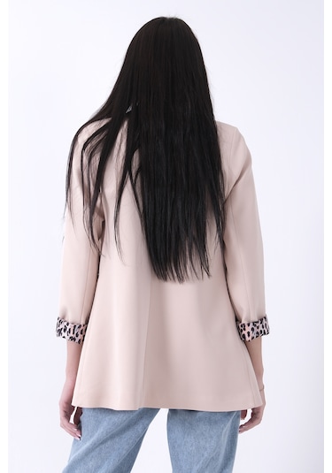 Feminist Taş Şal Yaka Leopar Astarlı Kruvaze Ceket 39711561.50 Taş