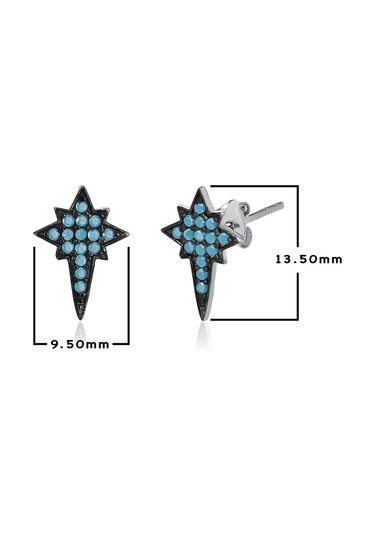 Turkuaz Taşlı Gümüş Rengi Kaplama Gümüş Kutup Yıldızı Küpe