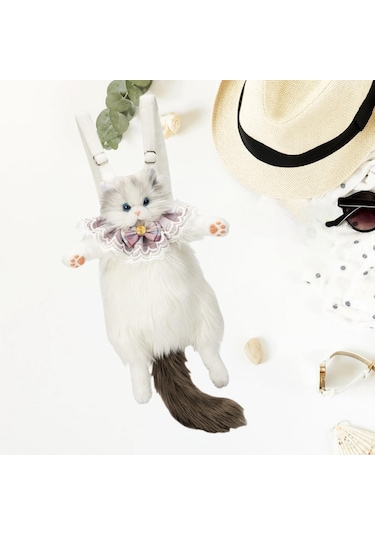 Suntek Sevimli Doldurulmuş Kedi Şekilli Sırt Çantası Gri