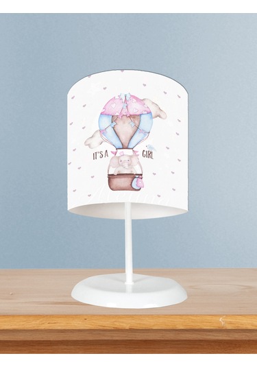 Mekta Home Bebek Ve Çocuk Odası Pembe Uçan Balon Desenli Abajur