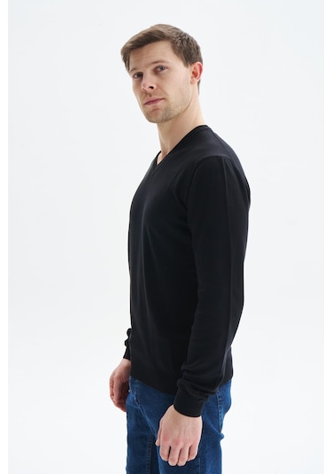 Arma Erkek Slim Fit Basic V Yaka Triko Kazak K9kro0852 Siyah