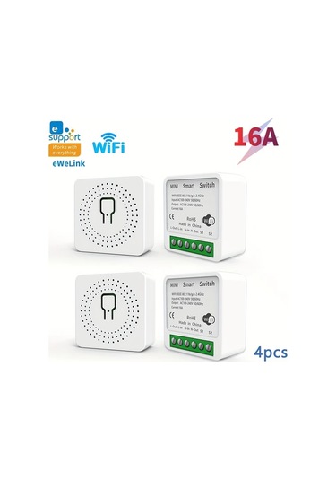 Motion003 4 Adet 16a Mini Akıllı Wifi Anahtarı Alexa Google Home Uyumlu Ewelink Otomasyonu L