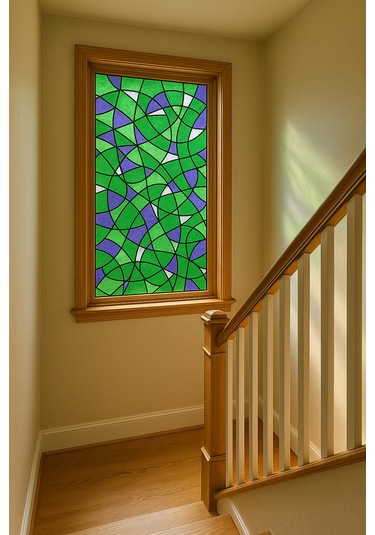 Vitray Desen Yapışkanlı Şeffaf Folyo 67cmx 2 Metre Bej - Yeşil
