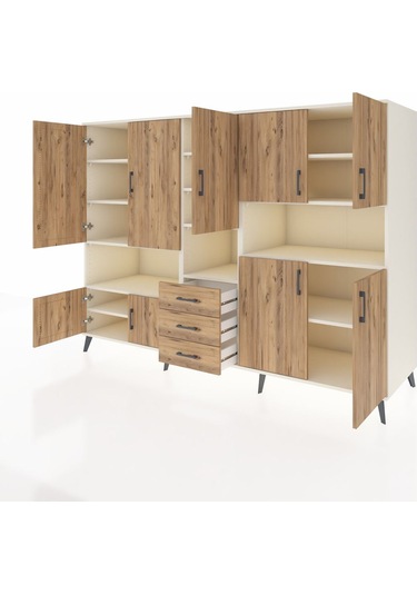 Kronos Dolap 13 Raflı 3 Çekmeceli 9 Kapaklı 220x59x163 Aytaşı-çam Aytaşı-çam