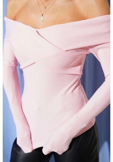 Madonna Çapraz Yaka Bluz Pembe T4331 Pembe