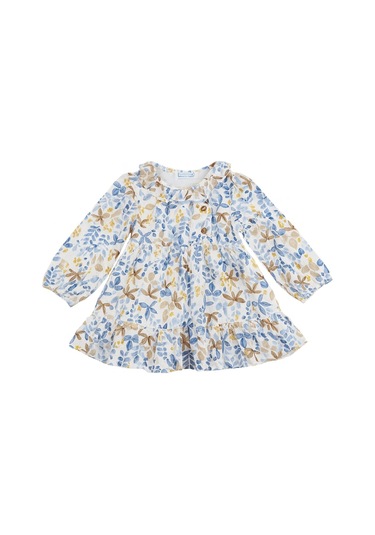 Çiçekli Kız Çocuk Elbise St09553 Mavi