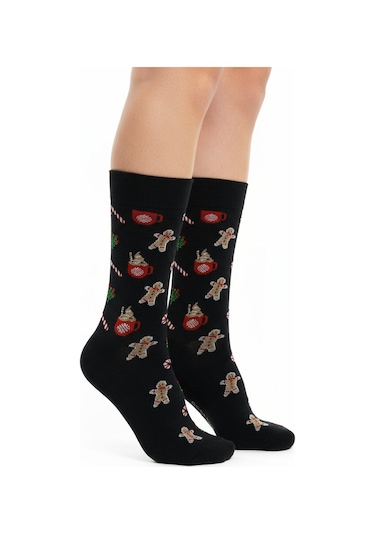 Gost Liria Cookie Socks Desenli Unisex Soket Çorap Siyah