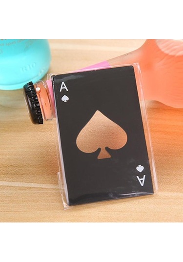 2 Adet Paslanmaz Çelik Şişe Bira Açacağı Poker Oyun Kartı Maça Soda Şişesi Kapağı Açacağı Siyah