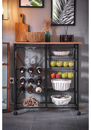 ÇOK AMAÇLI ADA MASA METAL MUTFAK BAR BANGO TEKERLEKLİ SEBZELİK