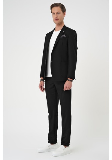 Comfort Fit Mono Yaka Torba Cep Casual Siyah Ceket C 708 Siyah