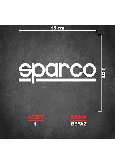 Sparco Sticker - Oto Sticker - Araba Sticker - Araç Sticker - Cam Sticker - 15cm X 3cm - Beyaz