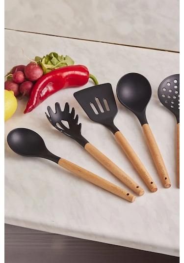 Valletta Katanga Siyah 14 Parça Standlı Servis Ve Bıçak Seti