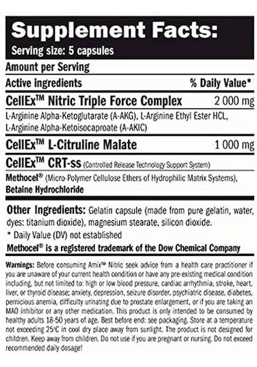 Amix Nitric Oxide Arginine Booster 350 Caps Aromasız