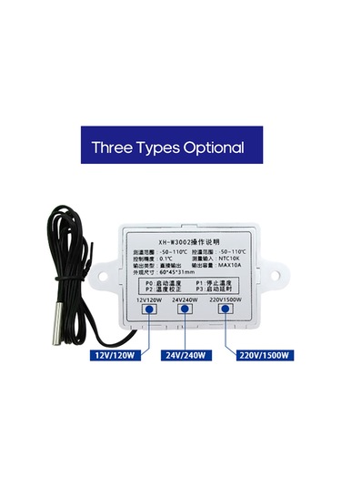 Dianziye Xh-w3002 Akıllı Sıcaklık Kontrol Cihazı -50 C/+110 C Aralığı, 12v, Led Ekranlı, Yüksek Hassasiyetli Mikroişlemci Termostat