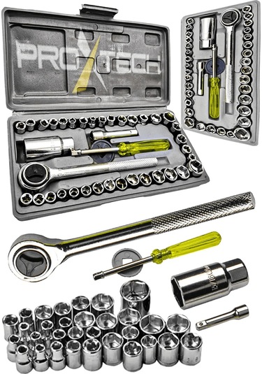 PROXTECH 57 Parça Krom Çelik 40 Parça Cırcırlı Lokma