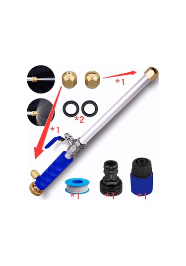 Lemestar Metal Hidro Jel Yıkama Rovası, 2 Fişli Bahçe Sulama Ve Temizlik Seti, Araba Pencere Bahçe Kullanıma Uygun, Hızlı Bağlantı, Anti-koroziv Mavi