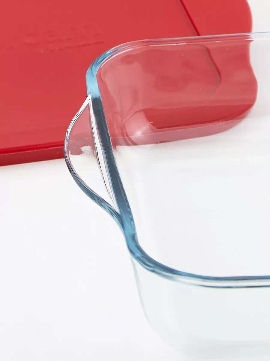 Borcam Cam Fırın Kabı Kırmızı Kapaklı 212225385 Beyaz