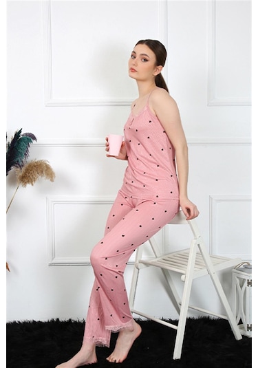 Akbeniz Kadın İp Askılı Somon Pijama Takım 4138 - M Somon