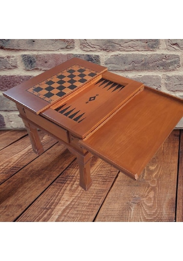 Orta sehpa SATRANÇ-TAVLA Küçük Kayın Lükens Aslan Ayak El yapım Yakarak nakış Kutuda sevk El Yapım