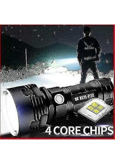 Bloomnest 30000-100000 Lümen Led El Feneri, 3 Modlu, 50w Xhp70, Su Geçirmez, Usb Şarj, Kamp/yürüyüş Işığı Asorti Çok Renkli