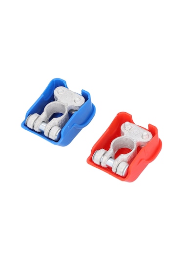 Suofeng Otomatik Ve Gemi Aküleri İçin Hızlı Montajlı Bakır Terminal Klipsi, 3 Saniyede Montaj, 17-19mm Pozitif/15-17mm Negatif, Şarj Ve Depolama İçin Uygun Kırmızı+mavi Kapaklı 2 Adet