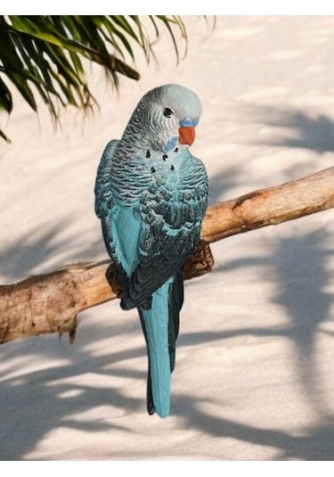 2 Adet Yeşil El Boyaması Muhabbet Kuşu Duvar Balkon Bahçe Süsü