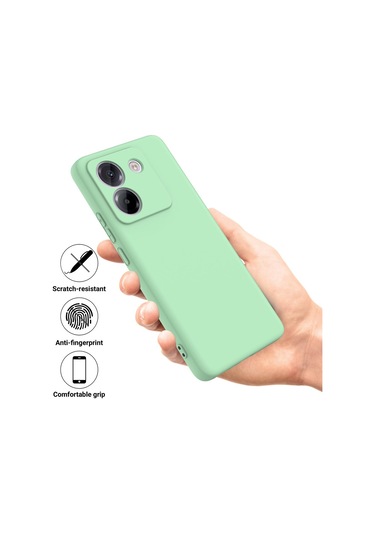 Xiaomi Poco M7 Pro 5g İçin Düz Renk Sıvı Silikon Damlamaz Tam Kapsama Telefon Kılıfı Yeşil