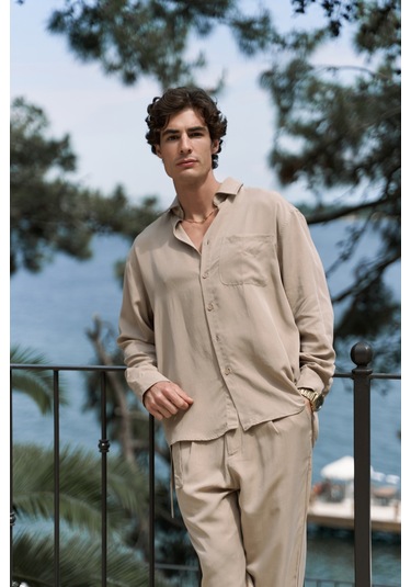 Mai Collection Mai Studios Co. Jonathan Erkek Koyu Vizon Gömlek Pantolon Takım Vizon
